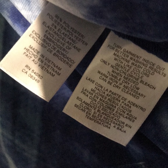 Anne Klein Blue Button Up Cardigan Blouse White Accents Size Large NWOT - Picture 5 of 7